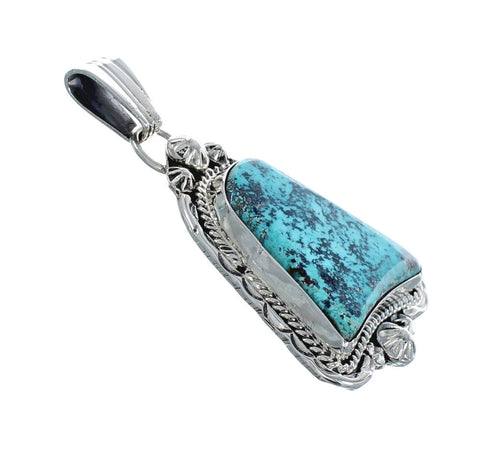 Native American Navajo Genuine Sterling Silver And Turquoise Pendant AX129381